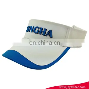 Custom "SINGHA" 3d Embroidy Logo Sun Visor Cap Pre-curved Bill Visor With Blue Trim thumbnail-2