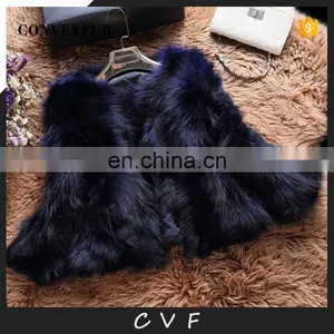 Navy Color Genuine Fur Outer Garment Winter Raccoon Fur Outer Wear thumbnail-1