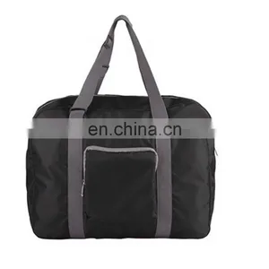 Black Printed Lightweight Water Resistant Travel Folding Gym Bag thumbnail-2