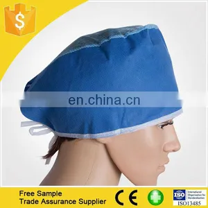 Blue SMS Disposable Hair Nets/Nonwoven Doctor Cap/Surgeon Cap With Tie thumbnail-1