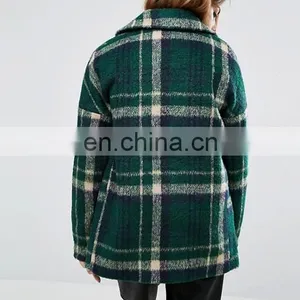 2017 New Design Hot Sale Woman's Oversized Check Coat thumbnail-3