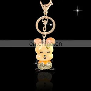 Promotional Wholesale Custom Crystal Souvenir Metal Rhinestone Cute Dog Puppy Key Chain Manufacturer in Yiwu China MCA-0030 thumbnail-1