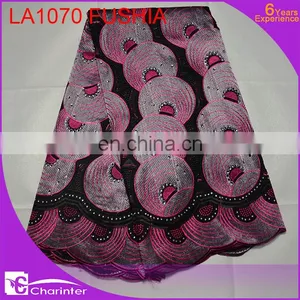 Big Voile Lace African Fashion Lace Fabric Charinter Lace Swiss Voile Big Lace African Wedding Lace Fabric LA1069 Brown thumbnail-4