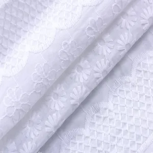 Voile 100% Cotton Fabric Lace Embroidered thumbnail-3