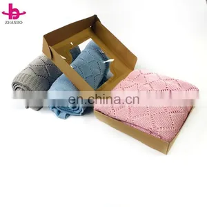 Cable Knit Newborn Baby Blanket Wholesale Kids Cashmere Knitted Blanket thumbnail-3
