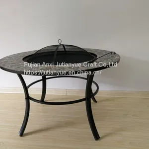 Upgraded] FEMOR Large 3 in 1 Fire Pit With BBQ Grill Shelf,Outdoor Metal Brazier Square Table Firepit Garden Patio Heater/BBQ/Ice Pit With Waterproof Cover (Fire Pit & Grill) thumbnail-3