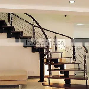 Modern Stainless Railing With Wood Tread Stairs thumbnail-1