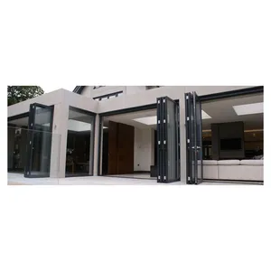 Customized Aluminum Clad Wood Bifolding Double Glazed Door thumbnail-5