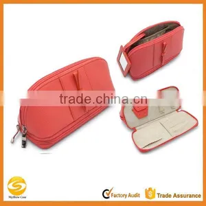 High Quality Soft Leather Cosmetic/Jewelry Case, Coral Faux Leather Jewelry Display Case,jewelry Carry Bag thumbnail-1