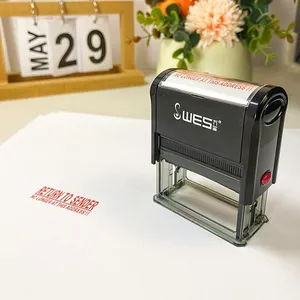 WES Self-Inking 22x58mm Rectangle Plastic Return Stamp Custom Text Logo Blue/Black/Red Ink ISO9001 Certified Office Use S-2258 thumbnail-3