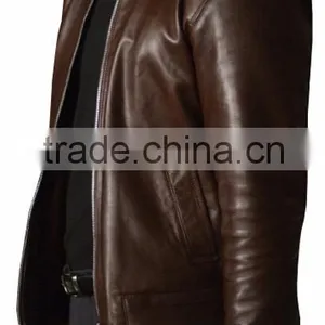 Man Brown Leather Jacket Genuine Sheep Nappa thumbnail-1