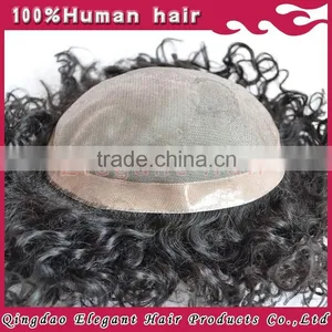 Qingdao Hairpiece Factory Indian Remy Hair pu Skin Around the Perimeter Toupee thumbnail-3