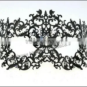 Halbe Gesicht Blumen-design Mardi Gras Party Schwarze Farbe Kristall Maske Elegante Metall Laser Charmante Prinzessin Maske thumbnail-1