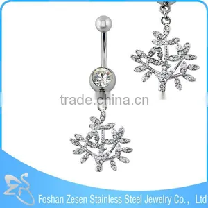 Stainless Steel Crystal Women Belly Ring Dangling Elephant Body Piercing Jewelry thumbnail-3