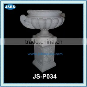 Outdoor Tall Decorative Antique White Marble Planter thumbnail-1