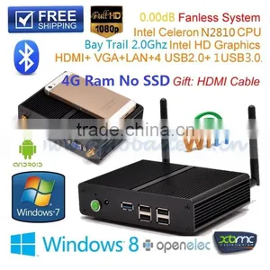 Fanless NUC Bay Trai M Intel Celeron Dual Core N2810 2.0Ghz Mini pc Portable Computer VGA HD MI Dual Display DHL Free Shipping thumbnail-1