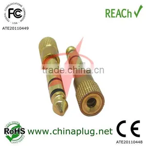 Gold Plated Stereo Plug Male to Female Electrical Plug Adapter thumbnail-1