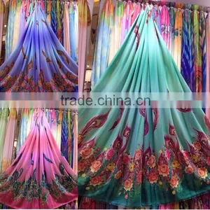 100% Polyester Flowers Digital Printed Chiffon Fabric for Cheap Sale thumbnail-6