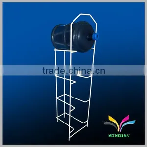 Floor Style Supermarket 4 Tiers White Metal 5 Gallon Water Bottle Wire Shelf thumbnail-1