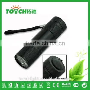 9 Leds Flash Light Black Hiking Camping Mini 9-LED Super Bright Torch Lamp Flashlight Linterna for AAA Battery thumbnail-4
