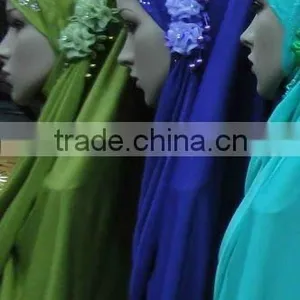 H061 Latest Muslim Hijab With 3 Pieces Flower,islamic Scarf thumbnail-1