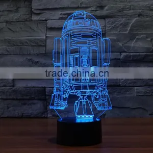 Usb + Battery Operated Acrylic Night Light Lamp Led 3d Color Change Warship Shape Light for Children Kids Baby Led Lamp thumbnail-2
