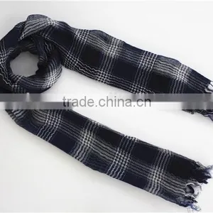 Lightweight Checked Wool and Linen Scarf thumbnail-3