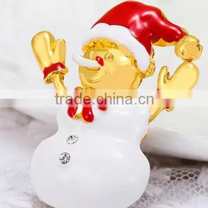 Hooray Red Hat Snowman Gold Plated X'mas Brooch thumbnail-3
