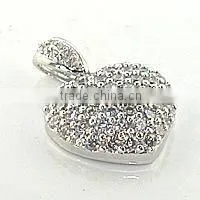 Rhodium Plated CZ Heart Pendant thumbnail-1