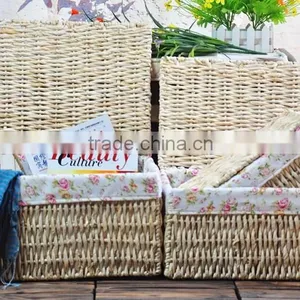 100% Cotton Storage Basket Beige Corn Bran Woven Baskets Factory Price thumbnail-4
