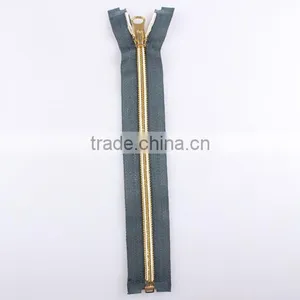#8 Colored Close-end Nylon Zipper With Golden Teeth thumbnail-1