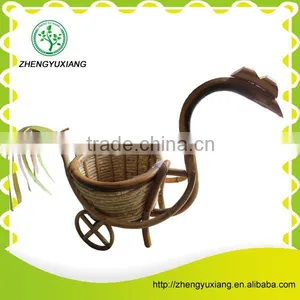Swan Shape With Wheels Rattan Basket thumbnail-1