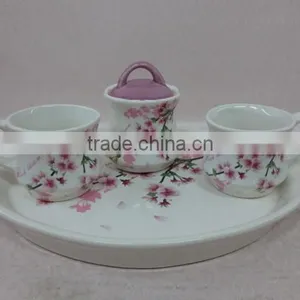 Daily Coffee/ Tea Set for Two People Two Cups With Sugar Jar Set thumbnail-1