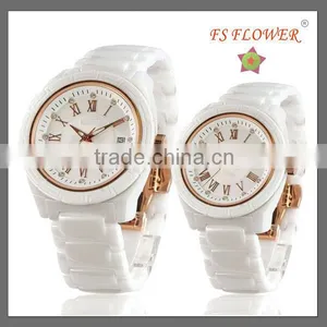 Fashion Ceramic Watch Sapphire Crystal Ceramic Watch Japan Movt 3 ATM Butterfly Cuckle Couple Watch thumbnail-1