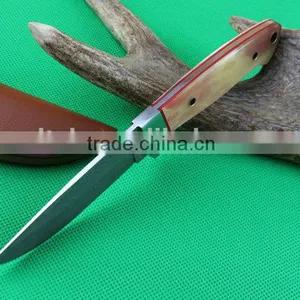 OEM Damascus Blank Blade Knife With Leather Sheath thumbnail-2