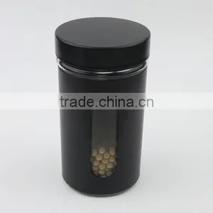 350ml Black Colored Iron Covered Glass Jar With Metal Screw Lid, Glass Coffee Jar thumbnail-3