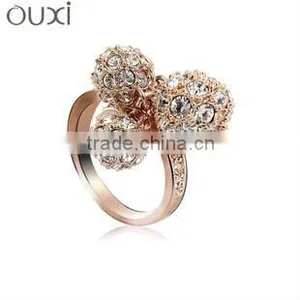 OUXI Latest Rhinestone Gold Finger Rings With Austrian Crystals 40037 thumbnail-1
