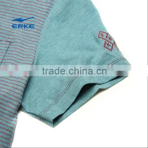 ERKE Mens Summer Casual Slim Stripe Round Neck Plain Cotton Short Sleeve t Shirt for Wholesale/OEM thumbnail-6