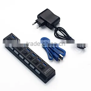 7 PORT USB 3.0 HUB High Speed Power Cable For PC Desktop Laptop Notebook thumbnail-1