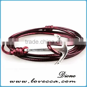 VIRGINSTONE Matt Black Anchor on Nylon Rope Nautical Band Bracelet thumbnail-1