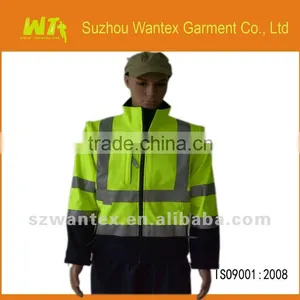 Fluorescent Yellow/black Safety Working Jacket Polar Fleece Reflective Safety Working Jacket Parka thumbnail-1