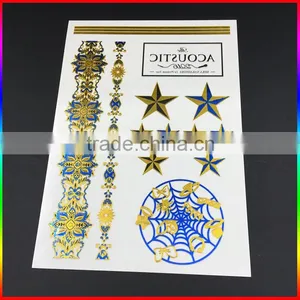 Custom Body Temporary Gold Silver Foil Metallic Flash Tattoos thumbnail-1