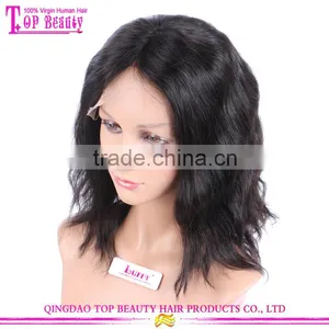 12 Inches Short Style Middle Part Natural Wave Brazilian Human Hair Wig Lace Front thumbnail-3