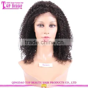 16 Inch Kinky Curly Texture Short Human Hair Lace Wig for Black Women thumbnail-1