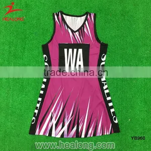 Healong Factory Sublimation Cheap Netball Jersey Skirts Dresses Uniforms thumbnail-1