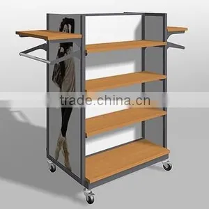 Metal And Wood Garment Display Rack /Movable Garment Display Rack thumbnail-1