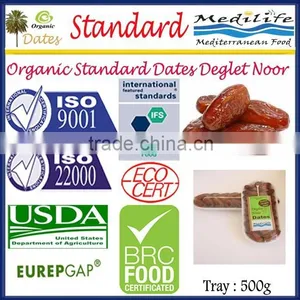 Standard Organic Dates "Deglet Noor" Category, Organic Standard Dates, Healthy Fruit , Organic Standard Dates 500g Tray thumbnail-1