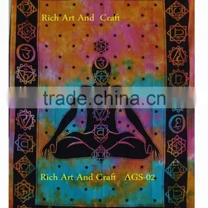 Indian Tapestries Wall Hanging Wholesale Hippie Buddha Meditation Wall Art Yoga Mat India Seven Chakra Bohemian Cotton Bedspread thumbnail-1