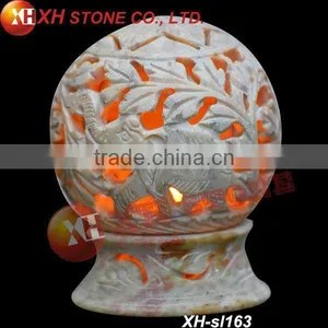 Elephant Carved Soap Stone Candle Holder-lantern thumbnail-1