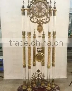 Antique French Brass Mounted Crystal and Marble Clock, Pendulum and Chiming Clock thumbnail-2